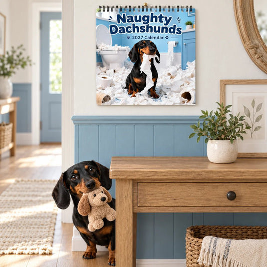 ⏳Limited-time 50% off⏰Naughty Dachshunds 2027 Wall Calendar – 12 Months of Mischief, Mayhem & Sausage Dog Smiles🐶📅