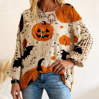 🎃Women's Halloween Loose Fit Batwing Knit Sweater🎁🧥