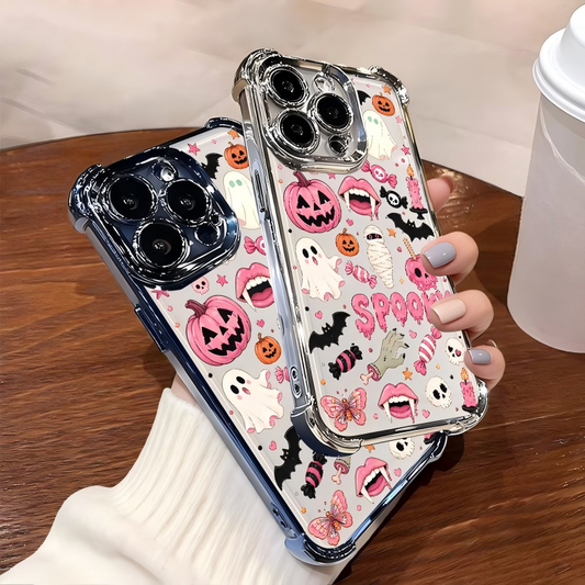 🎃Halloween Sale -70% OFF👻Halloween Pumpkin Ghost Phone Case🎃 4-Corner Anti-Fall, Cute Candy Pumpkin Ghost Design, Transparent Non-Yellowing Shockproof Cover